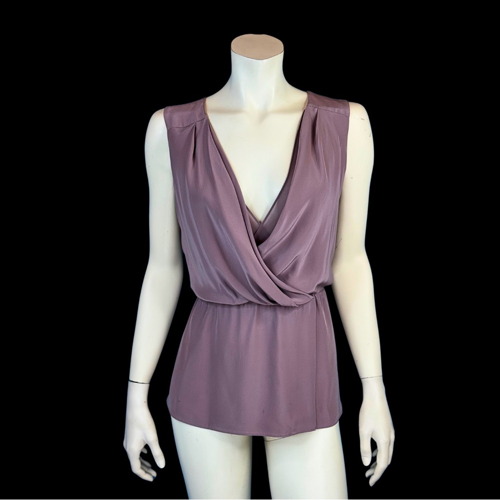 Babaton SILK Dusty Mauve Sleeveless Deep V Blouse S
